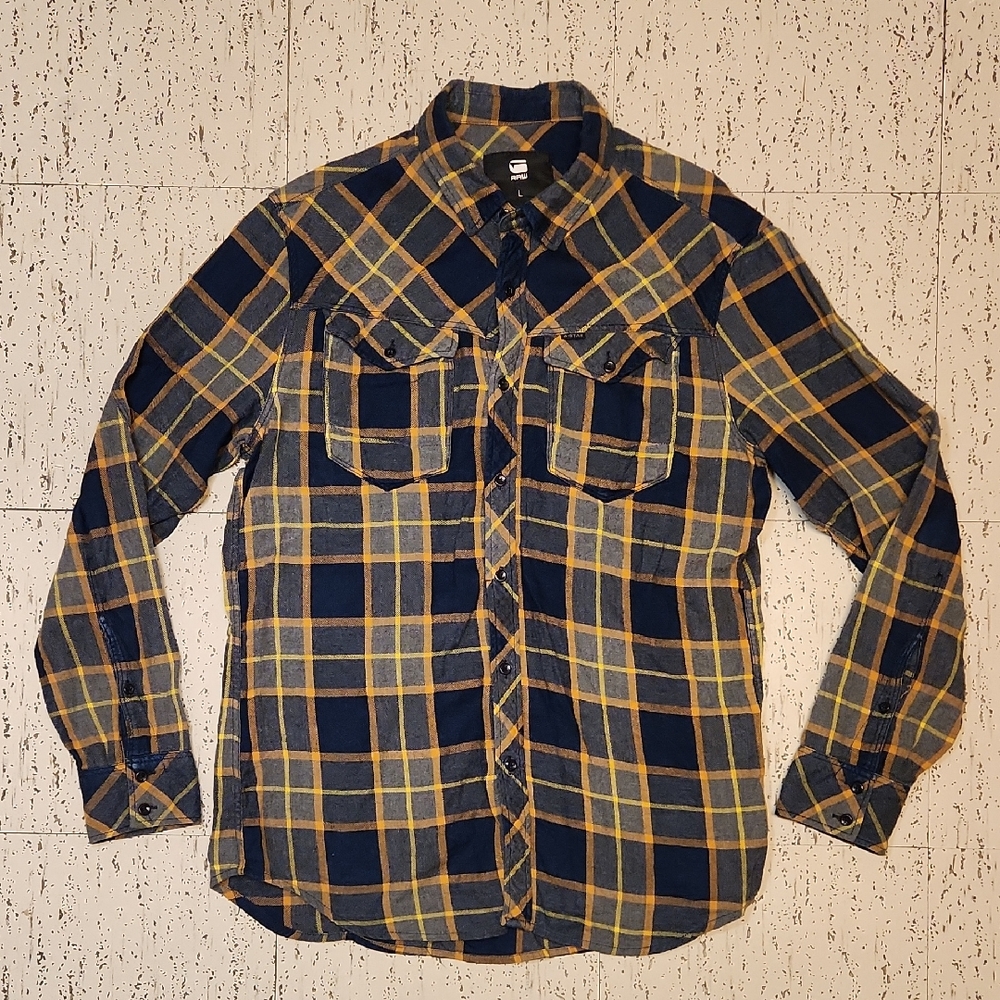 G-Star Raw Arc 3D Flannel Long Sleeve Button Down Casual Dress Shirt